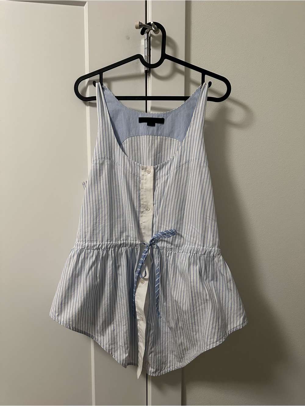 Alexander Wang Blue Striped Tank With Drawstring